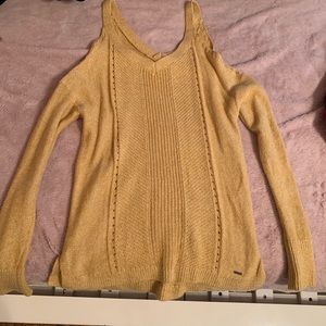 Yellow cold shoulder sweater